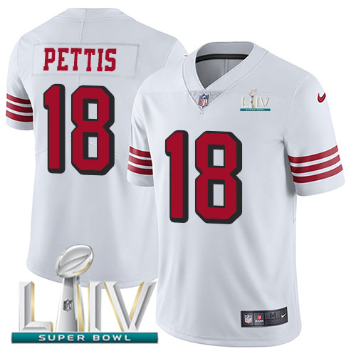 San Francisco 49ers Nike 18 Dante Pettis White Super Bowl LIV 2020 Rush Men Stitched NFL Vapor Untouchable Limited Jersey